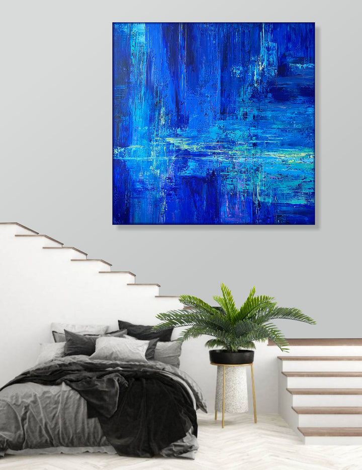 Abstract Painting Canvas Blue Wall Oil Painting Original Unique Abstract Painting Creative Painting On Canvas Acrylic Texture Painting | AZURE IMPRESSION