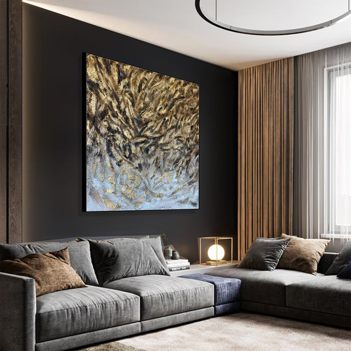 Abstract Gold Leaf Acrylic Painting On Canvas Original Artwork Modern Decor for Home | GOLDEN GORGE