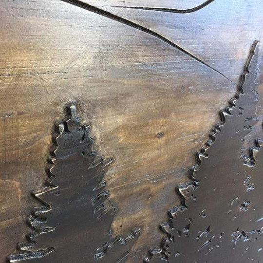 Forest Landscape Engraving Pine Forest Wall Art Scorched on Wood | WOODEN FOREST LANDSCAPE - Trend Gallery Art | Original Abstract Paintings