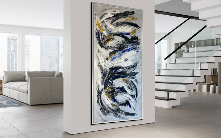 Extra Large Wall Art Abstract Painting Black And White Painting Oversize Abstract Oil Painting Original Minimalist Art Contemporary Art | RYTHMIC ROUNDS