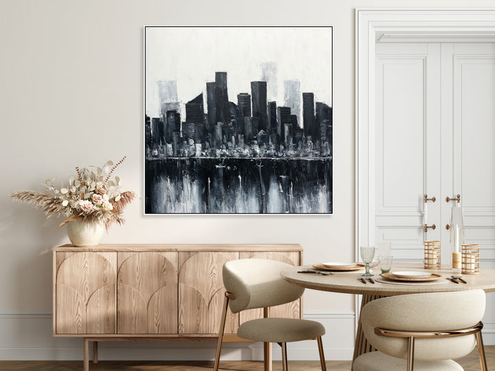 Wall Art Large Abstract Canvas Black And White City Art Custom Painting Minimalist Abstract Painting Cityscape Modern Art Canvas | IMPOSSIBLE RESIDENCES
