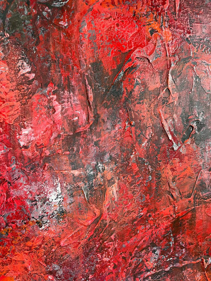 Abstract Red Oil Painting Colorful Wall Hanging Artwork Original Modern Wall Art Decor for Home | RED RIVER