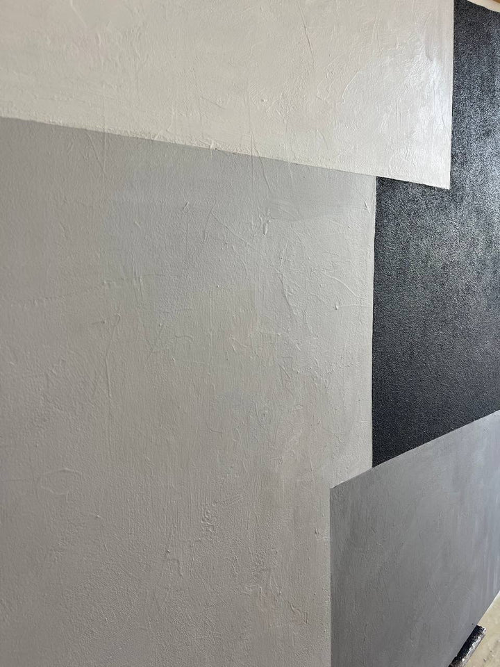 Original Geometric Figures Acrylic Painting Abstract Wall Hanging Artwork Modern Wall Art Decor | GRAY SLOT
