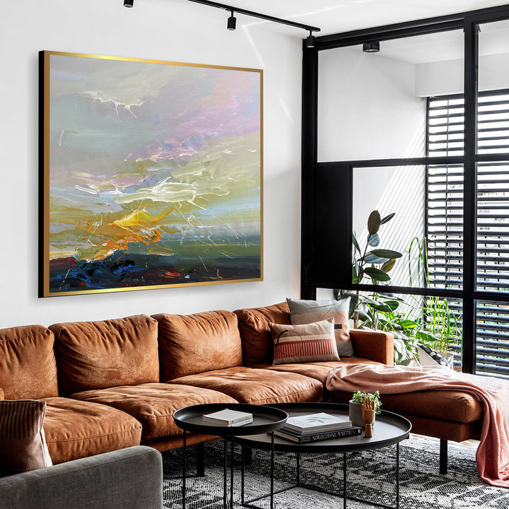 Wall Large Canvas Art Hand Art Acrylic Painting Original Oil Minimalist Abstract Painting Modern Paintings Living Room Unique Painting | DEPTH OF NATURE 320 39.3X39.3"