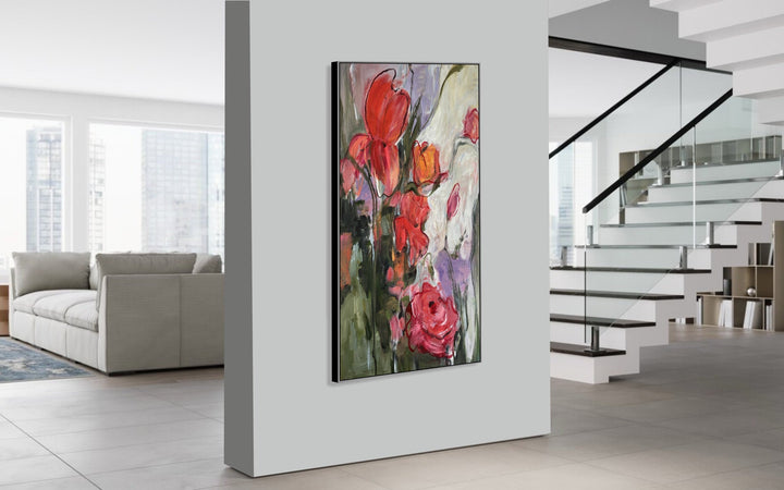CRIMSON BLOOMS 54"x36"