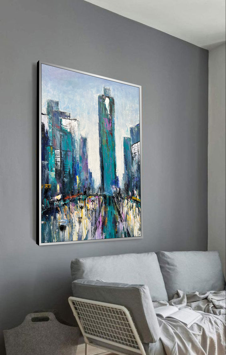 Large Abstract City Painting Modern Textured Hand Painted Art Cityscape Paintings On Canvas Modern Art Painting Frame Painting Unique Art | AVENUE REVERIE
