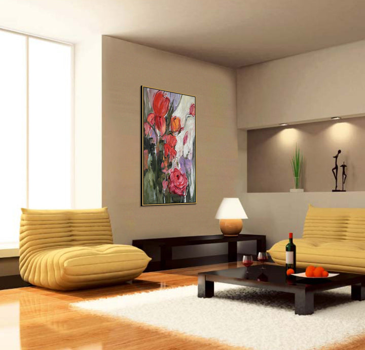 CRIMSON BLOOMS 54"x36"