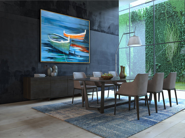 TRANQUIL BOATS ON BLUE WATERS 36"x54"