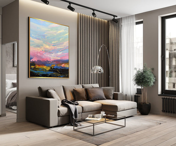 Sunset Paintings On Canvas Oil Paintings On Canvas Original Modern Painting Acrylic Creative Painting Unique Wall Art | Depth of nature 206 45.2"x39.3"