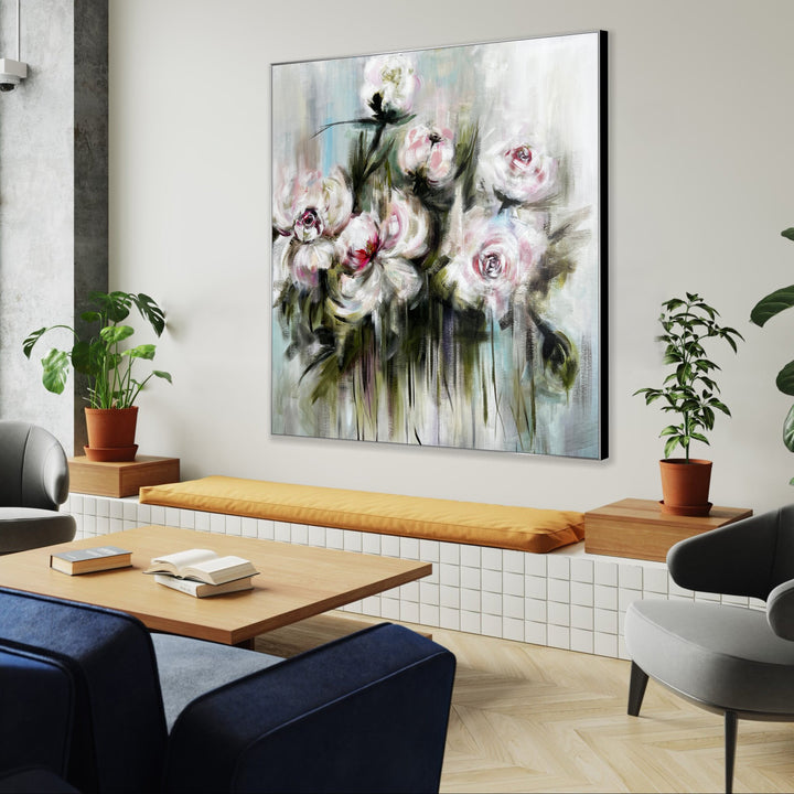 WISPERS OF PEONIES 32"x32"