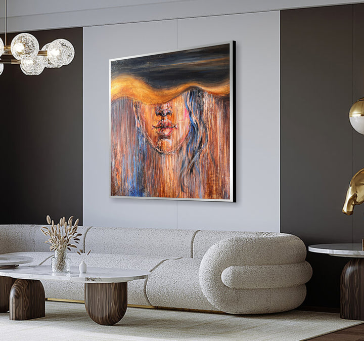 Large Abstract Painting On Canvas Figurative Painting Woman Unique Wall Art Texture Painting Modern Painting On Canvas Home Decor Wall Art | VEILED GAZE