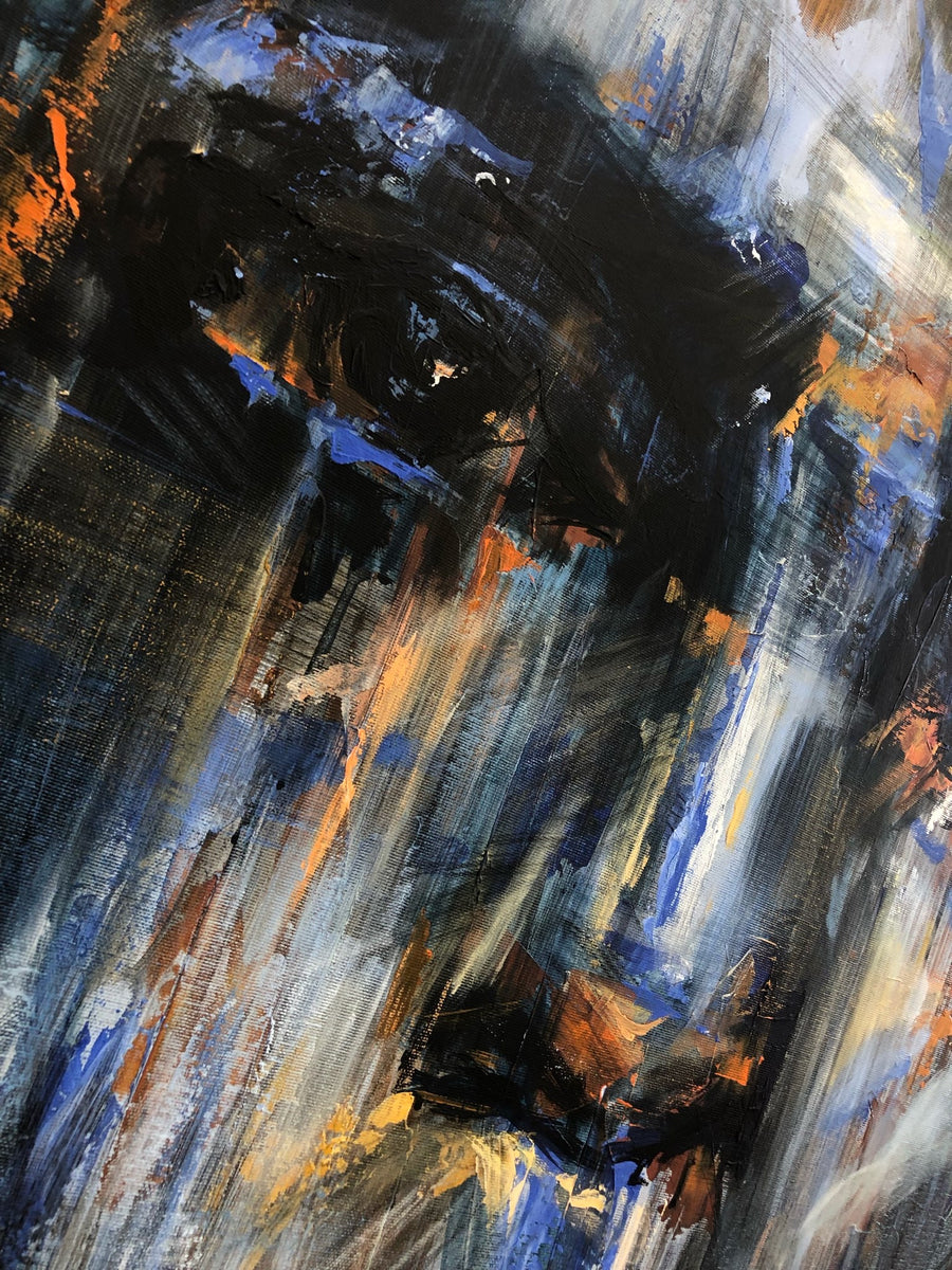 Abstract Portrait Paintings On Canvas Blue Figurative Art Acrylic Face ...