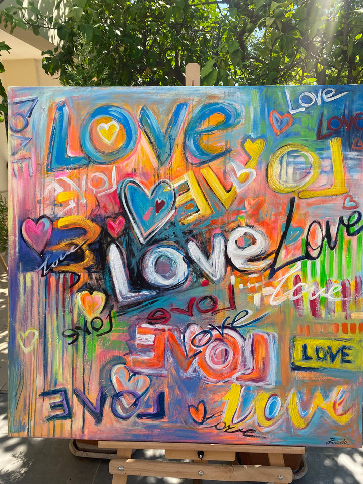 COLORFUL HEARTS 40"x40"