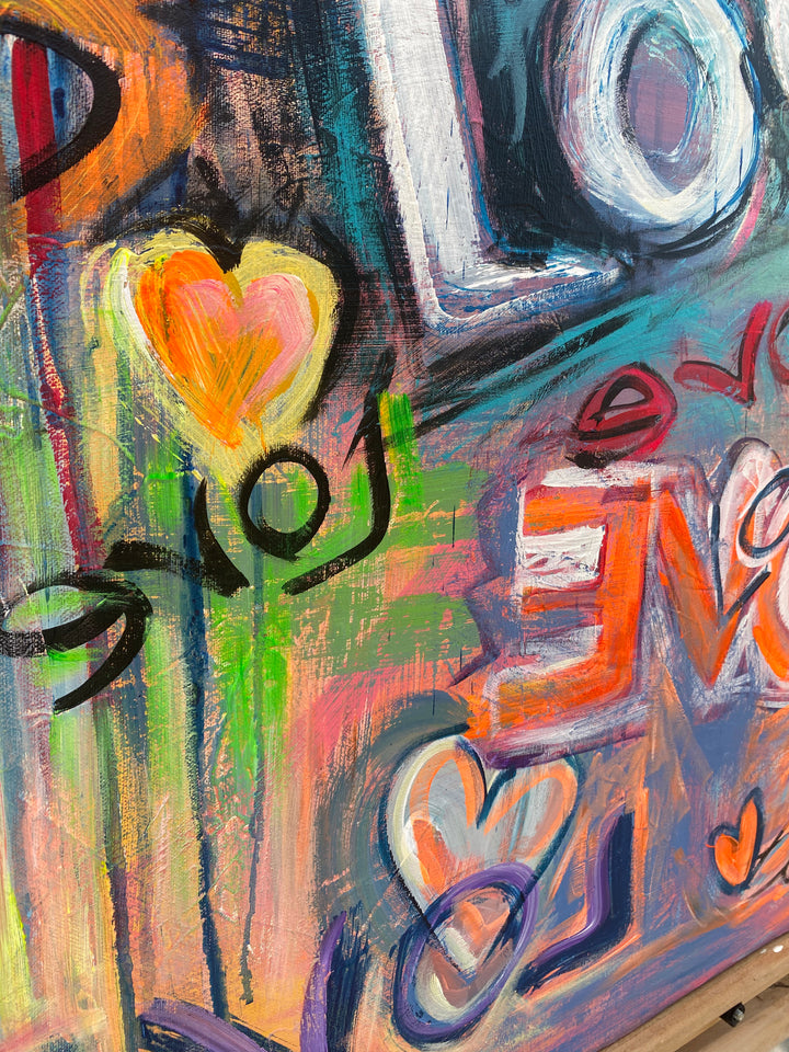 COLORFUL HEARTS 40"x40"