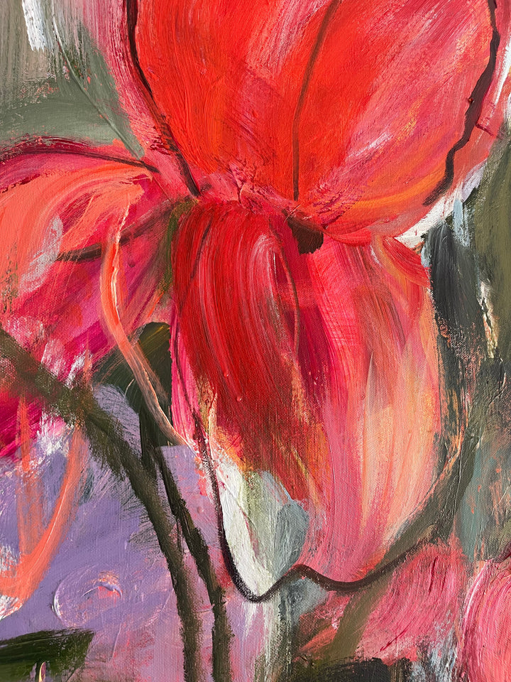 CRIMSON BLOOMS 54"x36"