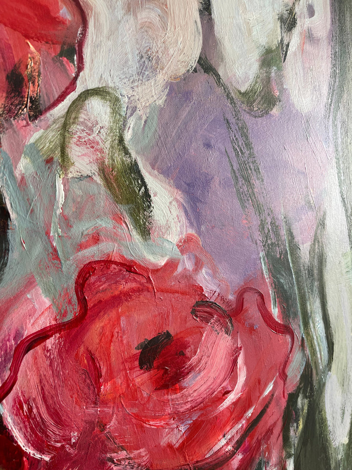 CRIMSON BLOOMS 54"x36"
