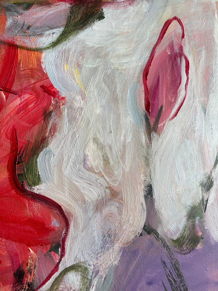 CRIMSON BLOOMS 54"x36"