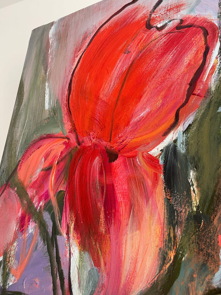 CRIMSON BLOOMS 54"x36"