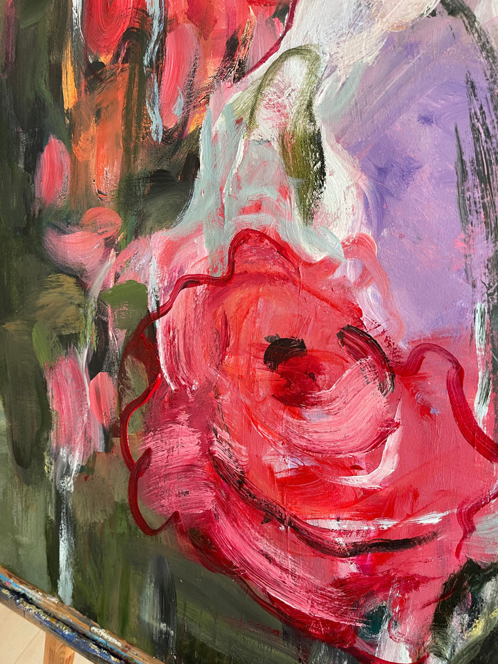 CRIMSON BLOOMS 54"x36"