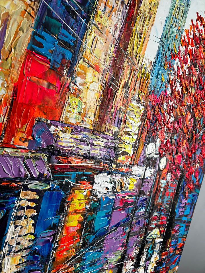 Extra Large Art Abstract Autum Painting Colorful Cityscape Art Artwork Original Fine Art Painting Modern Art Painting Texture Wall Art | METROPOLITAN MOSAIC