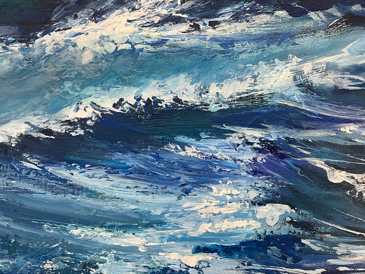 Oversize Canvas Art Ocean Painting Canvas Blue Wall Art Painting Unique Painting Original Artwork Frame Painting Creative Painting | WAVE WHISPERS