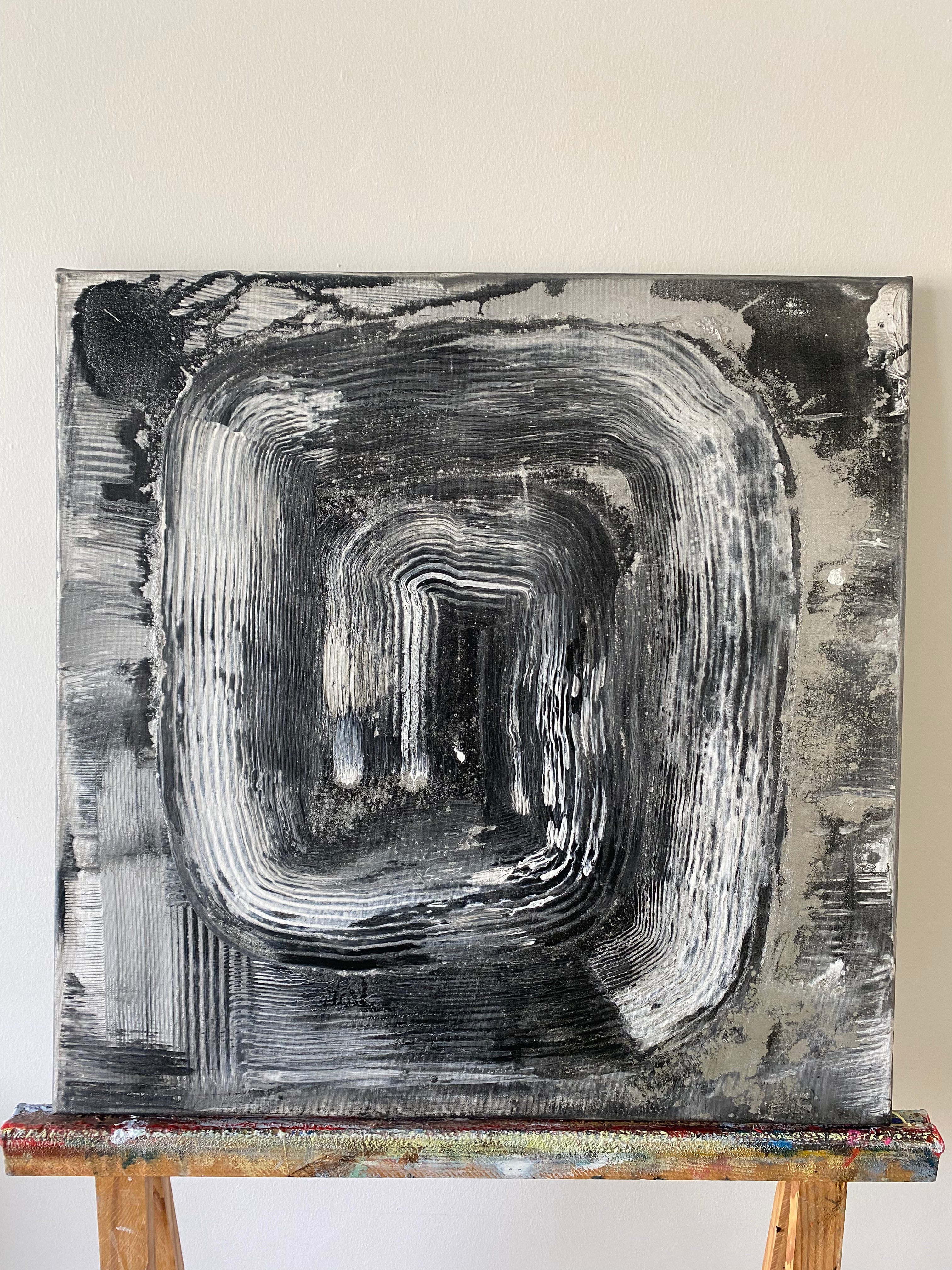 Abstract Gray Expressionism Original Abstract Grey Paintings On Canvas Monochrome Textural Depth ...