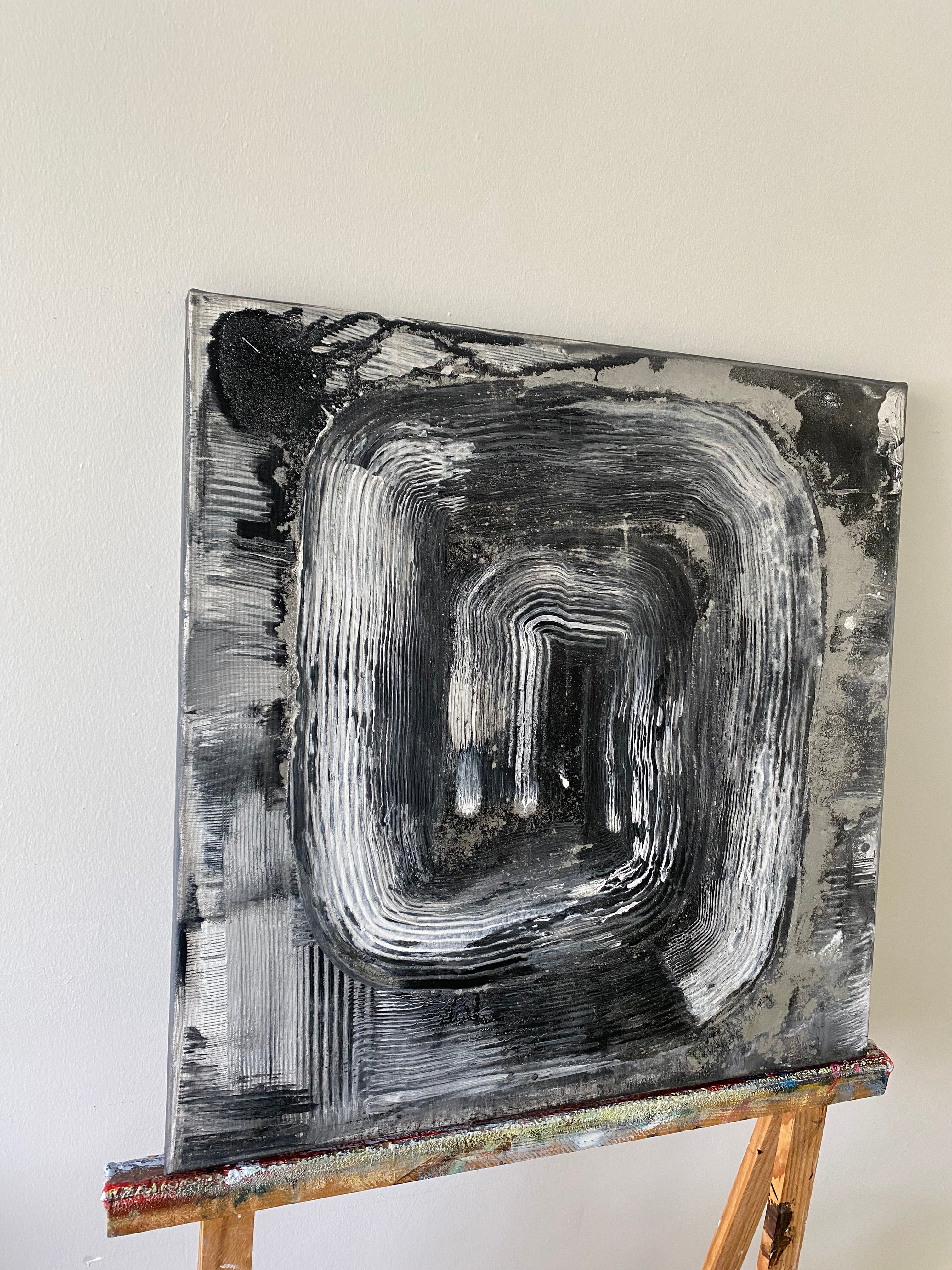 Abstract Gray Expressionism Original Abstract Grey Paintings On Canvas Monochrome Textural Depth ...
