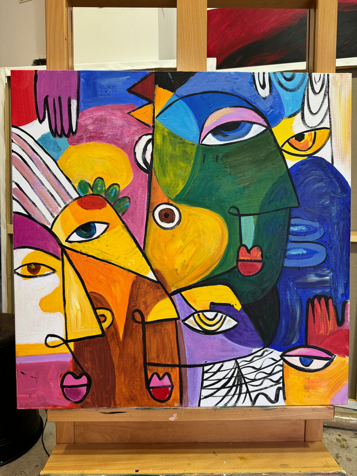 GEOMETRIC FACES 26"x26"