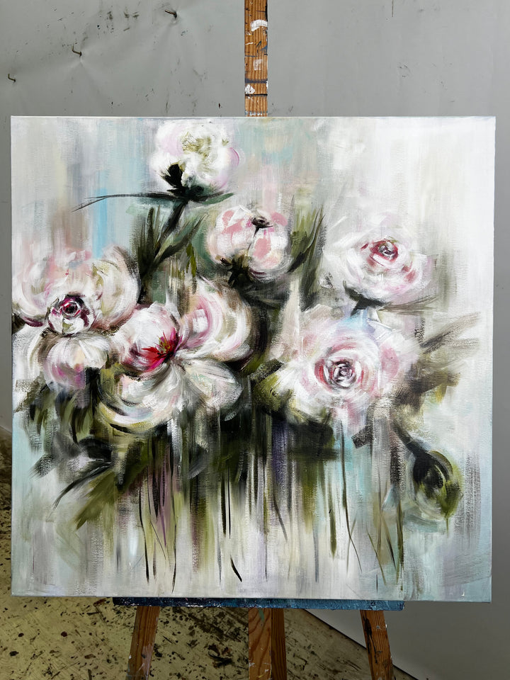 WISPERS OF PEONIES 32"x32"