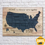 WOODEN UNITED STATES MAP 9"x13"