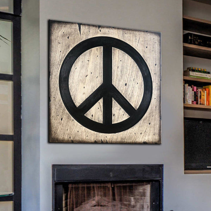 WOOD PEACE SYMBOL 11.8"x11.8"