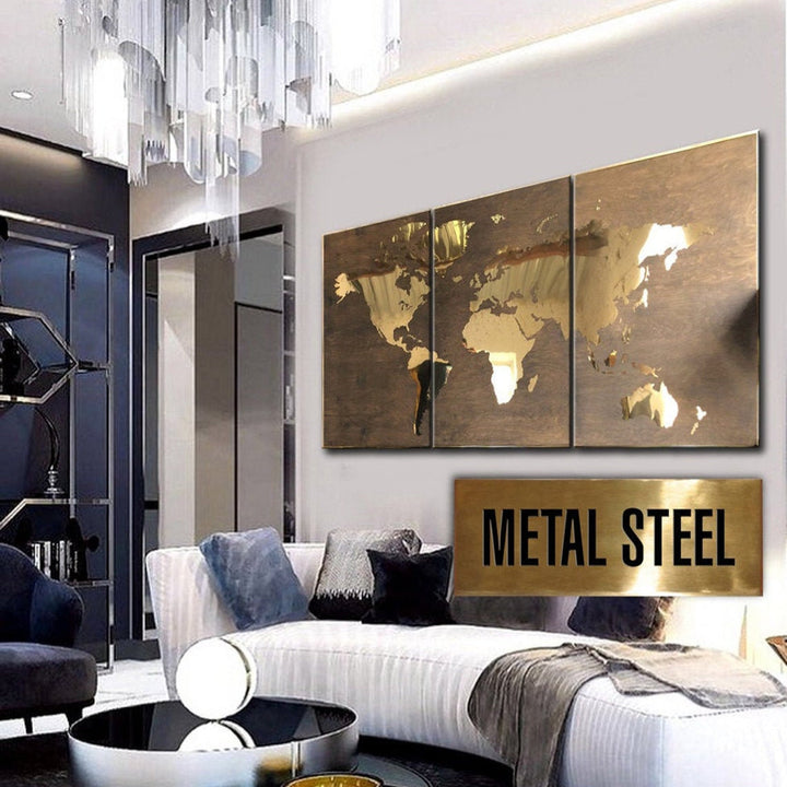 METAL WORLD MAP 3p: 27.2"x48.3"