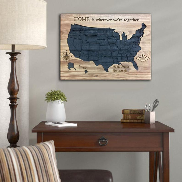 America Large United States Map Wood Wall Handing Decor Modern Map | WOODEN UNITED STATES MAP 14"x19" - Trend Gallery Art | Original Abstract Paintings