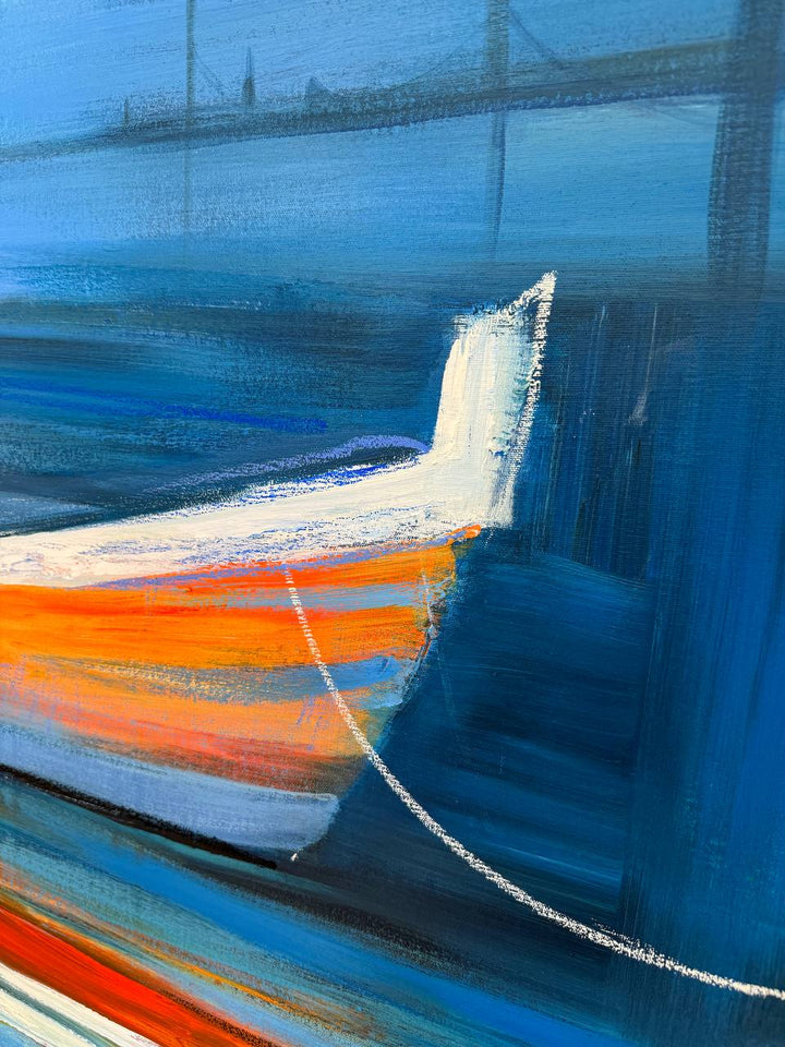 TRANQUIL BOATS ON BLUE WATERS 36"x54"