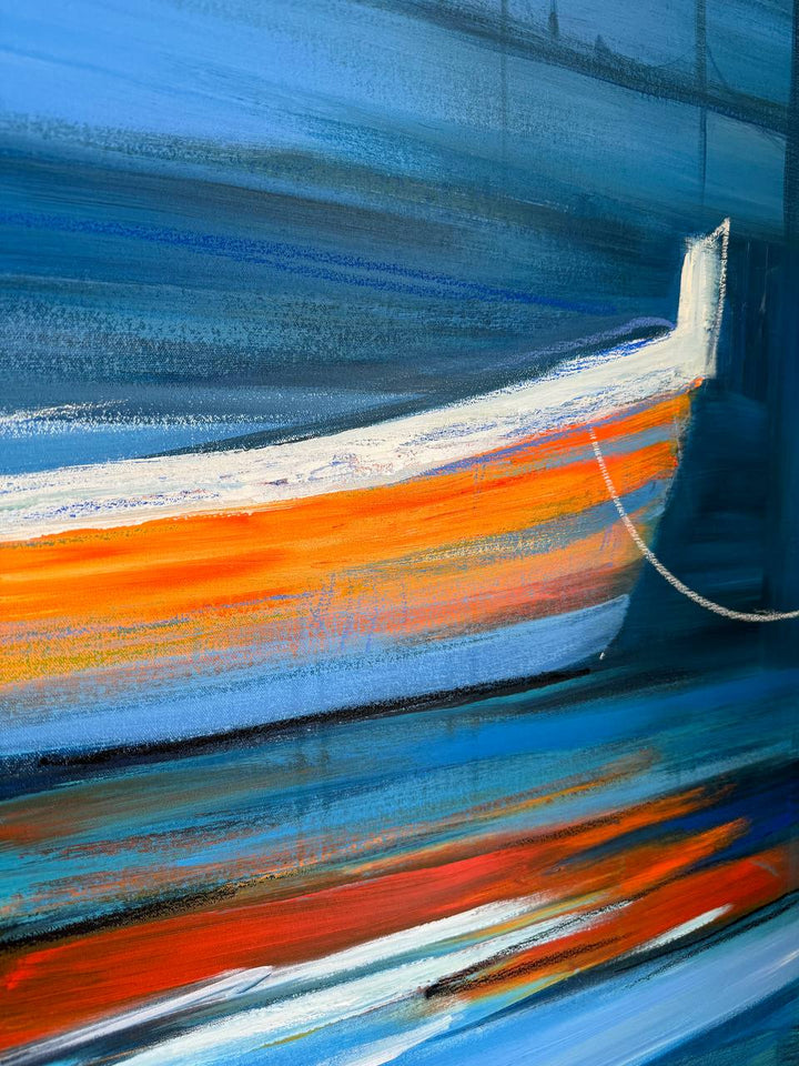 TRANQUIL BOATS ON BLUE WATERS 36"x54"