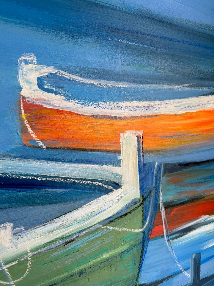 TRANQUIL BOATS ON BLUE WATERS 36"x54"