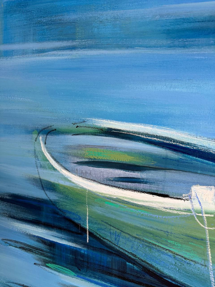 TRANQUIL BOATS ON BLUE WATERS 36"x54"