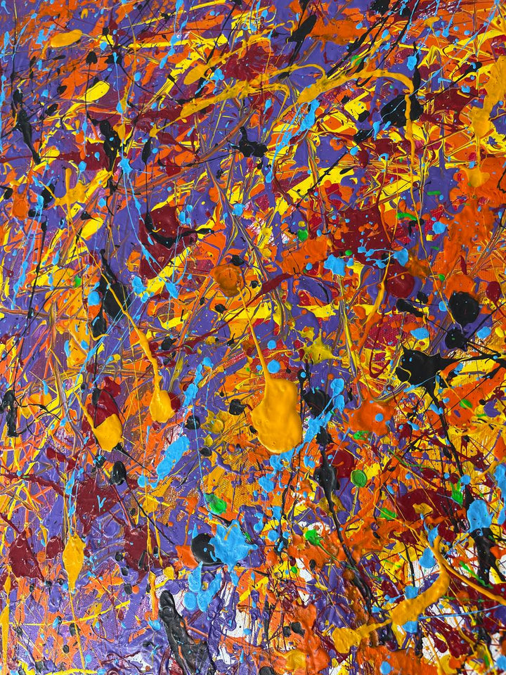 Autumn Tree Nature Wall Art Canvas Abstract Art Modern Pollock Style Frame Painting | GLEAMING AUTUMN WHIRL 60x39.4"