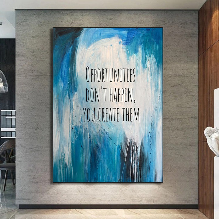 Original Light Blue Acrylic Painting Motivational Artwork Textured Modern Wall Art Decor for Home | OPPORTUNITIES - trendgallery.ca