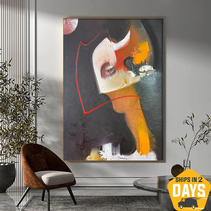 Original Colorful Minimalist Oil Painting Abstract Man Modern Artwork Decor for Living Room | HELMET 27.5"x20"