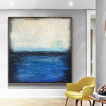 Extra Large Original Ocean Wall Art Blue Sea Abstract Painting On Canvas Acrylic Painting On Canvas | SEA HORIZON