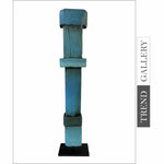 Creative Blue Totem Original Table Decor Wood Sculpture Modern Desktop Art for Home | TURQUOISE 27"x4.7"