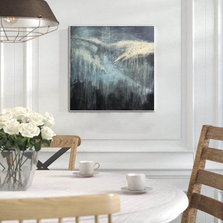 Extra Large Abstract Painting Blue Sea Canvas Art Black Wall Art Sea Painting Wave Painting | RAGING STORM - trendgallery.ca