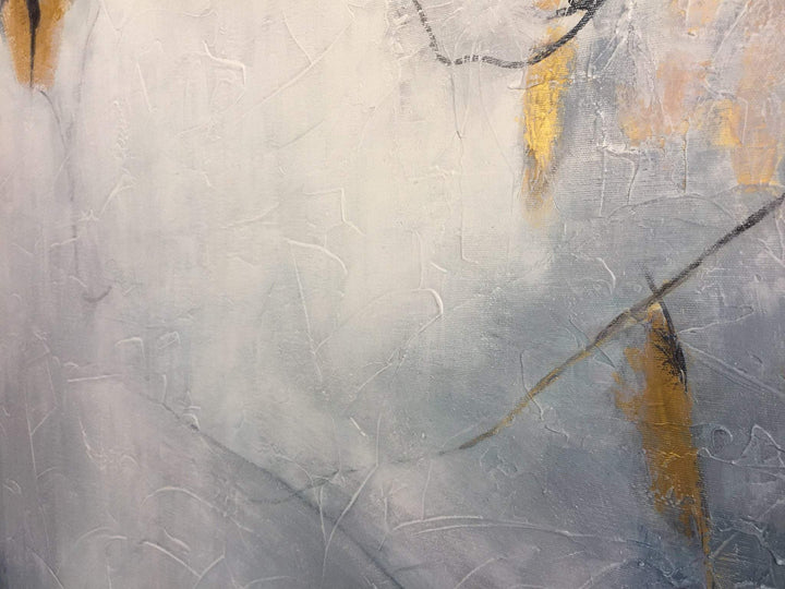 Abstract Painting in Grey, White and Gold Leaf | SOMEWHERE IN THE HEAVEN - trendgallery.ca