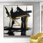 Oversized Wall Art Canvas Black And White Painting Original Abstract Art Franz Kline style | IMAGINARY WORLD