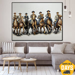 Abstract Cowboys Painting on Canvas Original Wild West Oil Painting Colorful Impasto Wall Art for Room Decor | COWBOY'S WALK 48"x64"