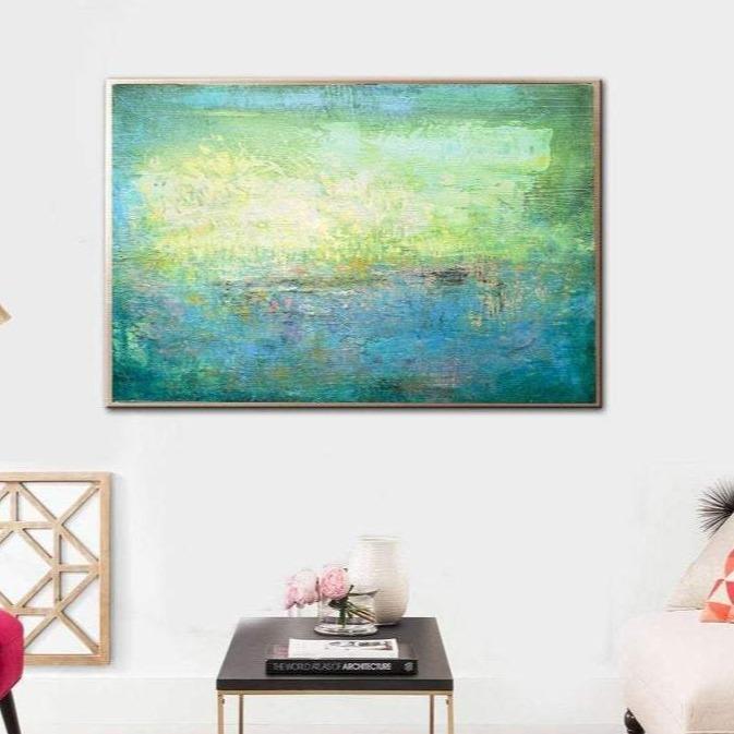 Acrylic Painting On Canvas Blue Abstract Turquoise Art Contemporary Wall Art | TURQUOISE MEADOW - trendgallery.ca
