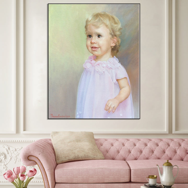 Original Girl Paintings from Photo Acrylic Wall Art Abstract Child Artwork for Home Decor | PAINTING FROM PHOTO #63