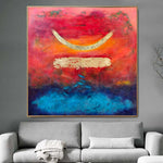 Large Original Red Paintings On Canvas Abstract Symbol Artwork Textured Hand Painted Creative Art Painting for Room Wall Decor | SECRET SYMBOL