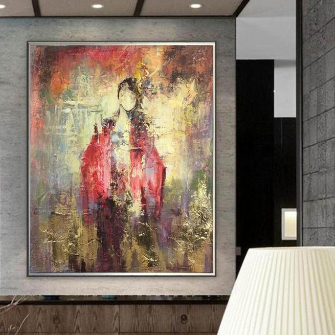 Original Abstract Girl Painting Creative Gold Leaf Paintings On Canvas Girl | EASTERN DREAMS - trendgallery.ca